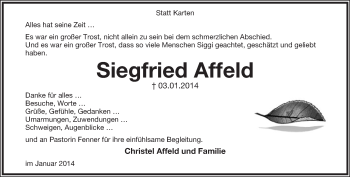 Anzeige  Siegfried Affeld  Lippische Landes-Zeitung