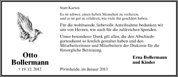 Anzeige  Otto Bollermann  Lippische Landes-Zeitung