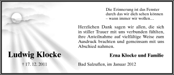 Anzeige  Ludwig Klocke  Lippische Landes-Zeitung