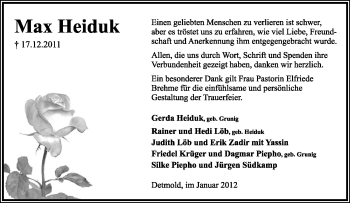 Anzeige  Max Heiduk  Lippische Landes-Zeitung