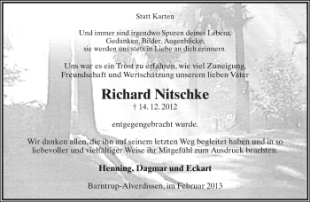 Anzeige  Richard Nitschke  Lippische Landes-Zeitung