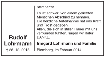 Anzeige  Rudolf Lohrmann  Lippische Landes-Zeitung