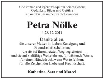 Anzeige  Petra Nölke  Lippische Landes-Zeitung