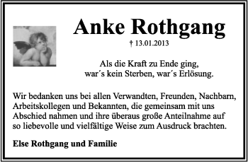 Anzeige  Anke Rothgang  Lippische Landes-Zeitung