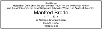Anzeige  Manfred Brede  Lippische Landes-Zeitung