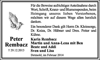 Anzeige  Karin Rembacz  Lippische Landes-Zeitung