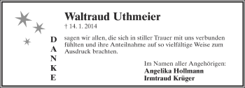 Anzeige  Waltraud Uthmeier  Lippische Landes-Zeitung