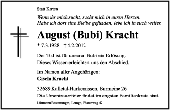 Anzeige  August Kracht  Lippische Landes-Zeitung