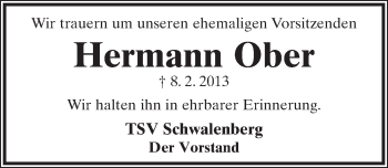 Anzeige  Hermann Ober  Lippische Landes-Zeitung