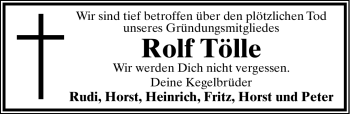 Anzeige  Rolf Tölle  Lippische Landes-Zeitung
