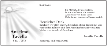 Anzeige  Anselmo Tavella  Lippische Landes-Zeitung