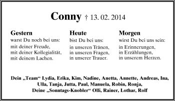 Anzeige  Conny Hentschel  Lippische Landes-Zeitung