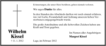 Anzeige  Wilhelm Kissel  Lippische Landes-Zeitung