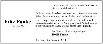 Anzeige  Brigitte Sußner-Schwalm  Lippische Landes-Zeitung