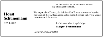 Anzeige  Horst Schünemann  Lippische Landes-Zeitung