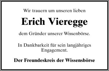 Anzeige  Erich Vieregge  Lippische Landes-Zeitung