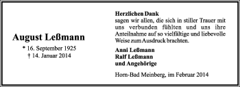 Anzeige  August Leßmann  Lippische Landes-Zeitung