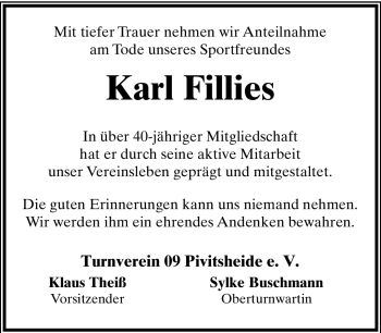 Anzeige  Karl Fillies  Lippische Landes-Zeitung