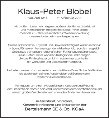 Anzeige  Klaus-Peter Blobel  Lippische Landes-Zeitung