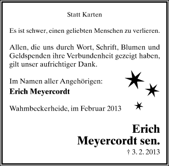 Anzeige  Erich Meyercordt  Lippische Landes-Zeitung