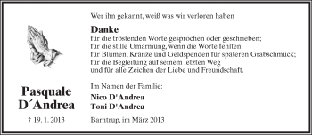 Anzeige  Pasquale D'Andrea  Lippische Landes-Zeitung