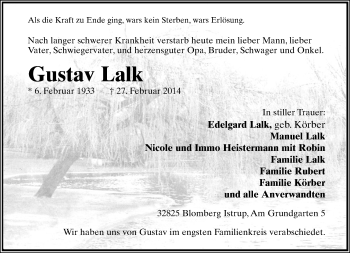 Anzeige  Gustav Lalk  Lippische Landes-Zeitung