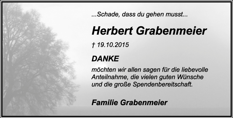  Traueranzeige für Herbert Grabenmeier vom 21.11.2015 aus Lippische Landes-Zeitung