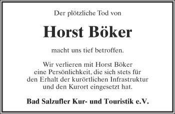 Anzeige  Horst Böker  Lippische Landes-Zeitung