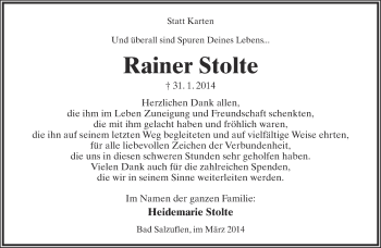 Anzeige  Rainer Stolte  Lippische Landes-Zeitung