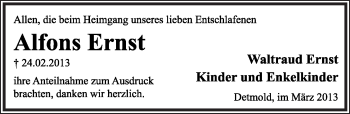 Anzeige  Alfons Ernst  Lippische Landes-Zeitung