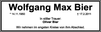 Anzeige  Wolfgang Max Bier  Lippische Landes-Zeitung