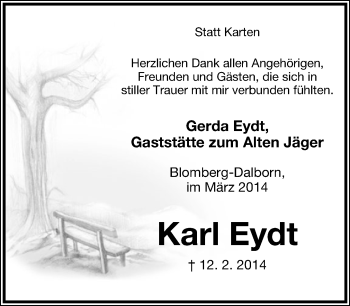 Anzeige  Karl Eydt  Lippische Landes-Zeitung