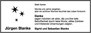 Anzeige  Jürgen Blanke  Lippische Landes-Zeitung