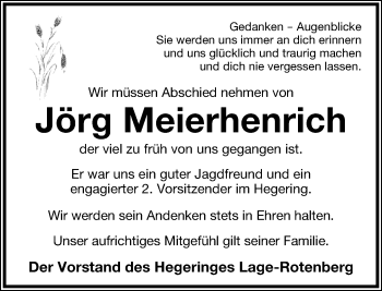 Anzeige  Jörg Meierhenrich  Lippische Landes-Zeitung