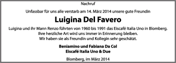 Anzeige  Luigina  Del Favero  Lippische Landes-Zeitung