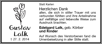 Anzeige  Gustav Lalk  Lippische Landes-Zeitung