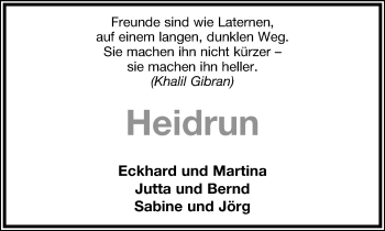 Anzeige  Heidrun   Lippische Landes-Zeitung