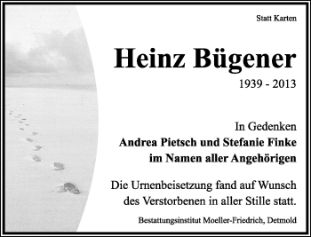 Anzeige  Heinz Bügener  Lippische Landes-Zeitung