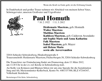 Anzeige  Paul Homuth  Lippische Landes-Zeitung