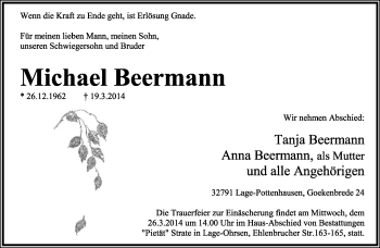 Anzeige  Michael Beermann  Lippische Landes-Zeitung