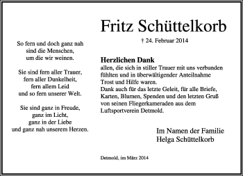 Anzeige  Fritz Schüttelkorb  Lippische Landes-Zeitung