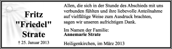 Anzeige  Fritz Strate  Lippische Landes-Zeitung