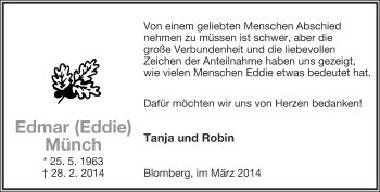 Anzeige  Edmar Münch  Lippische Landes-Zeitung