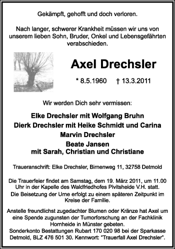 Anzeige  Axel Drechsler  lippische landes-zeitung