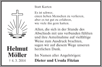 Anzeige  Helmut Möller  Lippische Landes-Zeitung