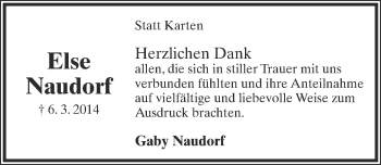Anzeige  Else Naudorf  Lippische Landes-Zeitung