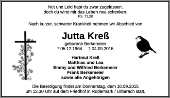 Anzeige  Jutta Kreß  Lippische Landes-Zeitung