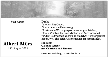 Anzeige  Albert Mörs  Lippische Landes-Zeitung