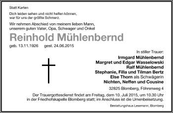 Anzeige  Keinhoid Mühlenbernd  Lippische Landes-Zeitung