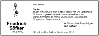Anzeige  Friedrich Söfker  Lippische Landes-Zeitung
